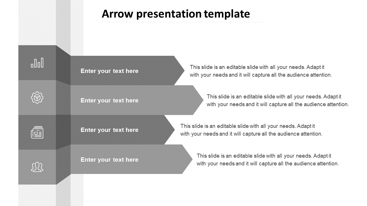 Free - Stunning Arrow Presentation Template In Grey Color